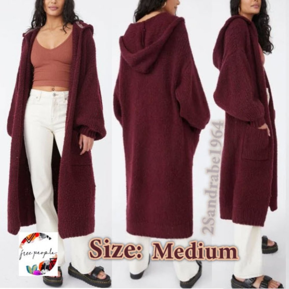 Free People Caffe Cardi, Color: Acai, Size: Medium